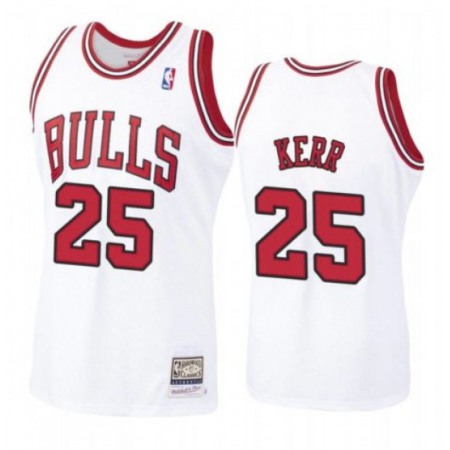 Men's Chicago Bulls #25 Steve Kerr White Throwback Stitched Jersey