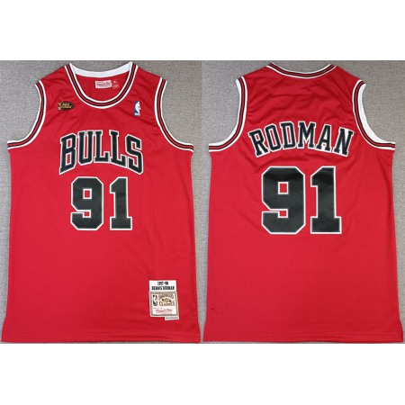 Men's Chicago Bulls #91 Dennis Rodman Red NBA Finals 1997-98 Throwback Champions Stitched Jersey