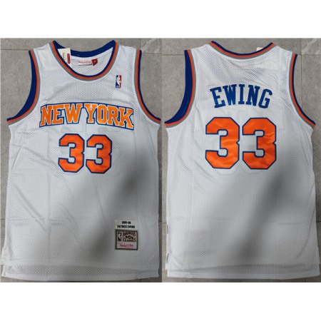 Men's New Yok Knicks #33 Patrick Ewing White Throwback Stitched Jersey