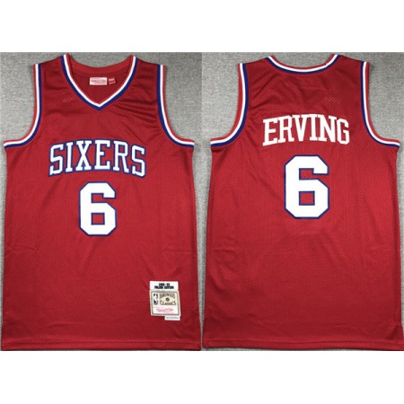 Men's Philadelphia 76ers #6 Julius Erving Red Throwback basketball Jersey