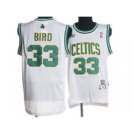 Mitchell and Ness Celtics #33 Larry Bird Stitched White Throwback NBA Jersey