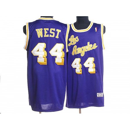 Mitchell and Ness Lakers #44 Jerry West Stitched Purple Throwback NBA Jersey