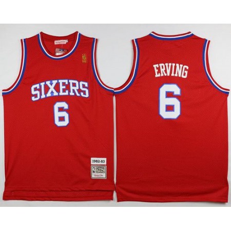 Throwback 76ers #6 Julius Erving Stitched Red NBA Jersey