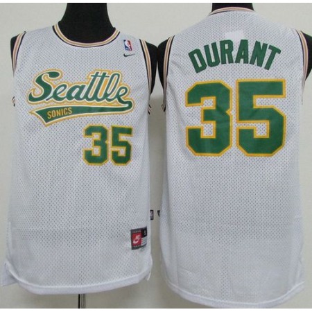 Thunder #35 Kevin Durant White Throwback Stitched NBA Jersey