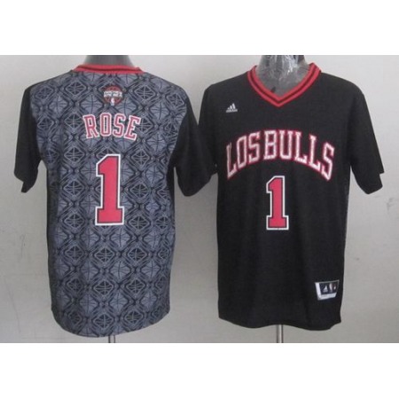 Bulls #1 Derrick Rose Black New Latin Nights Stitched NBA Jersey
