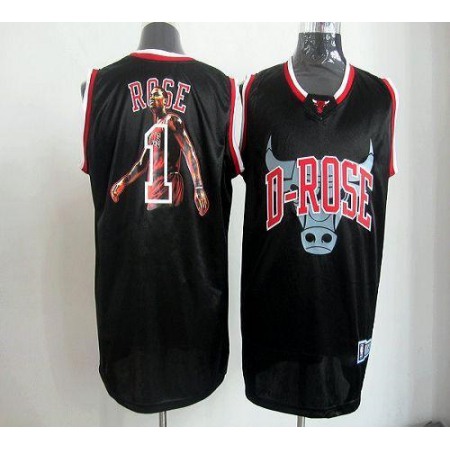 Bulls #1 Derrick Rose Black Notorious Stitched NBA Jersey