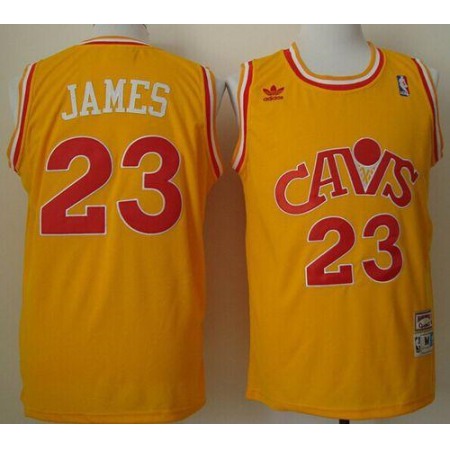 Cavaliers #23 LeBron James Yellow CAVS Throwback Stitched NBA Jersey