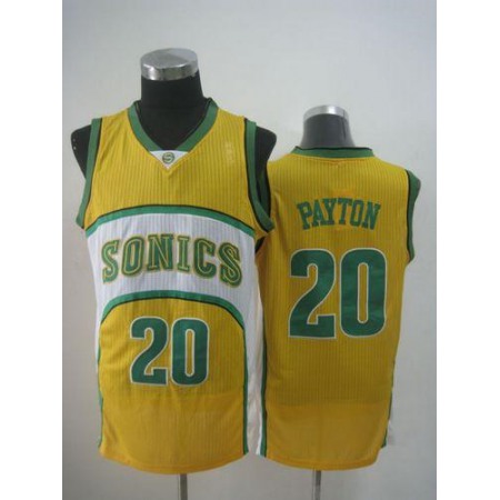 Thunder #20 Gary Payton Yellow SuperSonics Throwback Stitched NBA Jersey