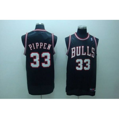 Bulls #33 Scottie Pippen Stitched Black White Number NBA Jersey