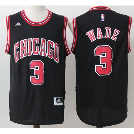 Bulls #3 Dwyane Wade Black Stitched NBA Jersey