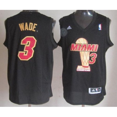 Heat #3 Dwyane Wade Black 2013 NBA Finals Champions Stitched NBA Jersey