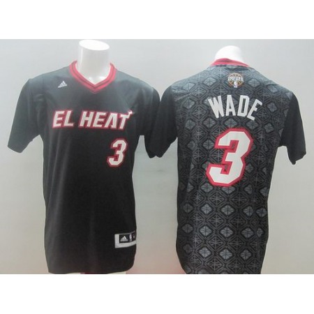 Heat #3 Dwyane Wade Black New Latin Nights Stitched NBA Jersey