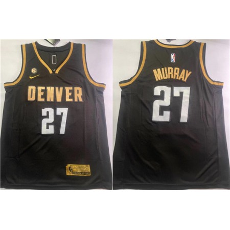 Men's Denver Nuggets #27 Jamal Murray Black With NO.6 Patch Stitched Jersey