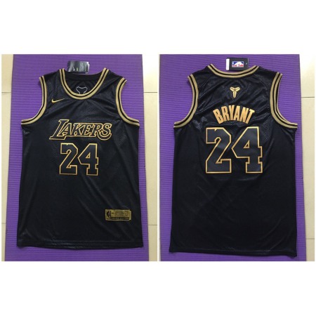 Men's Los Angeles Lakers #24 Kobe Bryant Black Gold Stitched NBA Jersey