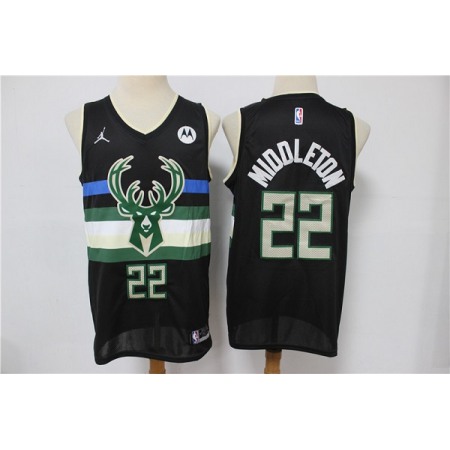 Men's Milwaukee Bucks #22 Khris Middleton Black Stitched NBA Jersey