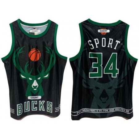 Men's Milwaukee Bucks #34 Giannis Antetokounmpo Black Print Basketball Jersey