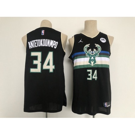 Men's Milwaukee Bucks #34 Giannis Antetokounmpo Black Stitched Jersey