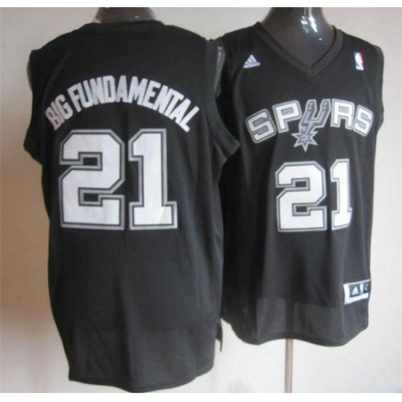 Spurs #21 Tim Duncan Black Big Fundamental Stitched NBA Jersey