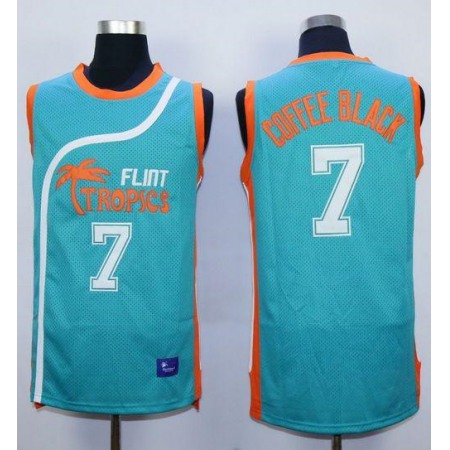 Flint Tropics #7 Coffee Black Blue Semi-Pro Movie Stitched Basketball Jersey