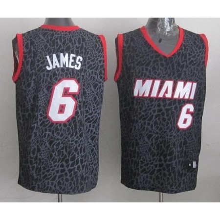 Heat #6 LeBron James Black Crazy Light Stitched NBA Jersey