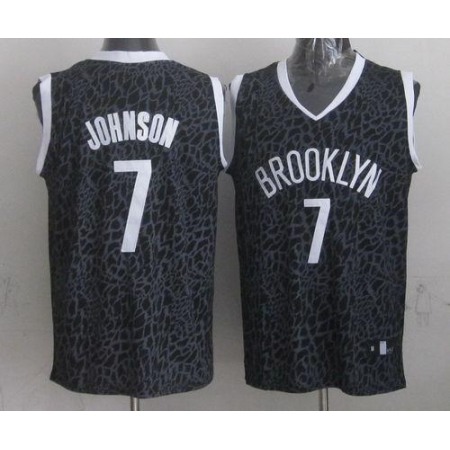 Nets #7 Joe Johnson Black Crazy Light Stitched NBA Jersey