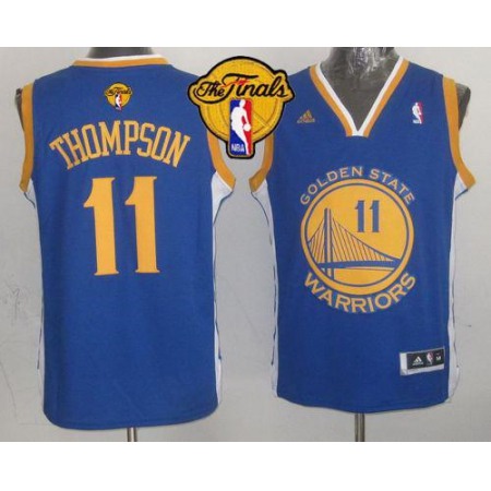 Warriors #11 Klay Thompson Blue The Finals Patch Stitched NBA Jersey