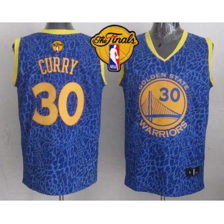 Warriors #30 Stephen Curry Blue Crazy Light The Finals Patch Stitched NBA Jersey