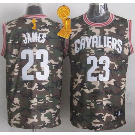 Cavaliers #23 LeBron James Camo Stealth Collection The Champions Patch Stitched NBA Jersey