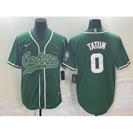 Men's Boston Celtics #0 Jayson Tatum Green Stitched Baseball Jersey