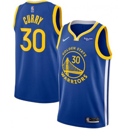 Men's Golden State Warriors #30 Stephen Curry 75th Anniversary Royal Stitched Basketball Jersey
