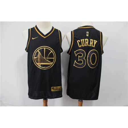 Men's Golden State Warriors #30 Stephen Curry Black Gold Stitched NBA Jersey