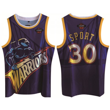 Men's Golden State Warriors #30 Stephen Curry Purple Print Basketball Jersey