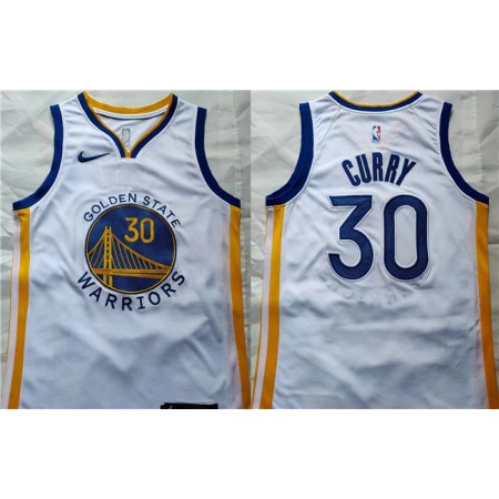 Men's Golden State Warriors #30 Stephen Curry White Stitched Basketball Jersey