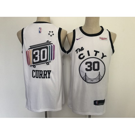 Men's Golden State Warriors #30 Stephen Curry White Stitched NBA Jersey