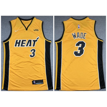 Men's Miami Heat #3 Dwyane Wade Gold Stitched NBA Jersey