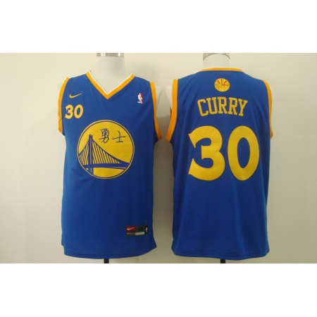 Men's Nike Golden State Warriors #30 Stephen Curry Chinese Royal Authentic Stitched NBA Jersey