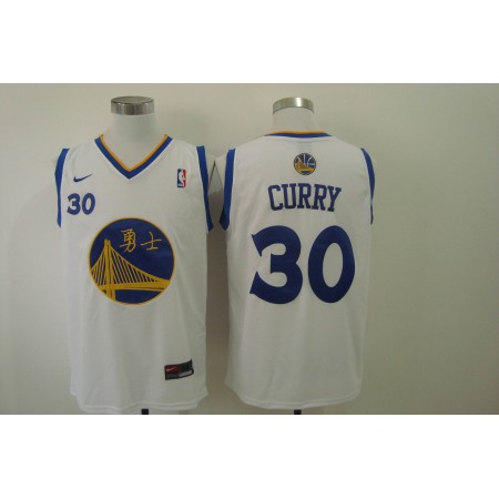 Men's Nike Golden State Warriors #30 Stephen Curry Chinese White Authentic Stitched NBA Jersey