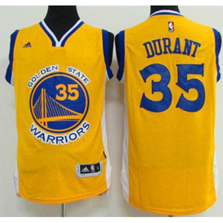 Warriors #35 Kevin Durant Gold Stitched NBA Jersey