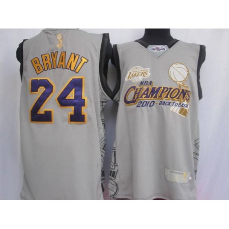 Lakers #24 Kobe Bryant Grey 2010 NBA Finals Champions Stitched NBA Jersey