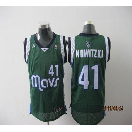 Mavericks #41 Dirk Nowitzki Revolution 30 Green Stitched NBA Jersey