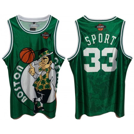 Men's Boston Celtics #33 Larry Bird Green Print Basketball Jersey