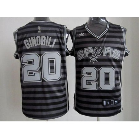 Spurs #20 Manu Ginobili Black/Grey Groove Stitched NBA Jersey