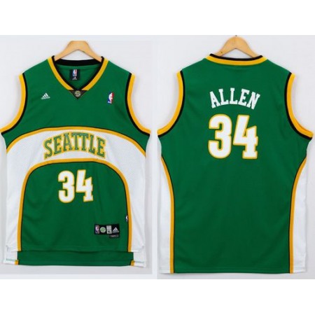 Thunder #34 Ray Allen Green Seattle SuperSonics Style Stitched NBA Jersey