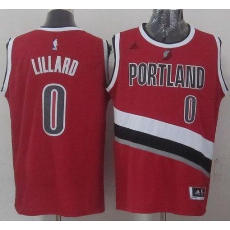 Blazers #0 Damian Lillard Red Stitched NBA Jersey