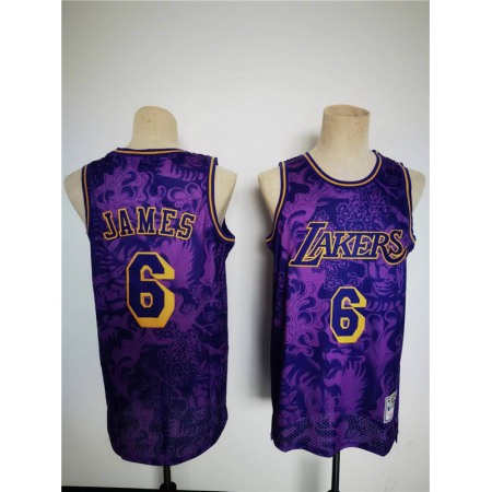 Men's Los Angeles Lakers #6 LeBron James 2022 Purple Lunar New Year Tiger CNY 4.0 HWC Stitched Basketball Jersey