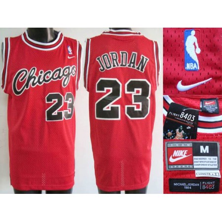 Bulls #23 Michael Jordan Stitched Red Crabbed Typeface NBA Jersey