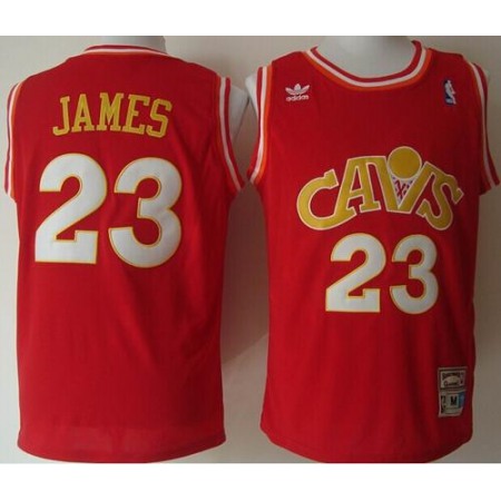 Mitchell and Ness Cavaliers #23 LeBron James Stitched Red CAVS NBA Jersey