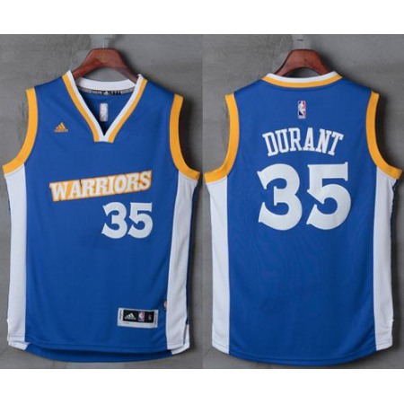 Warriors #35 Kevin Durant Royal Stretch Crossover Stitched NBA Jersey