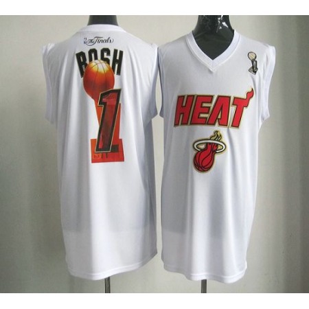 2012 NBA Finals Heat #1 Chris Bosh White Stitched NBA Jersey
