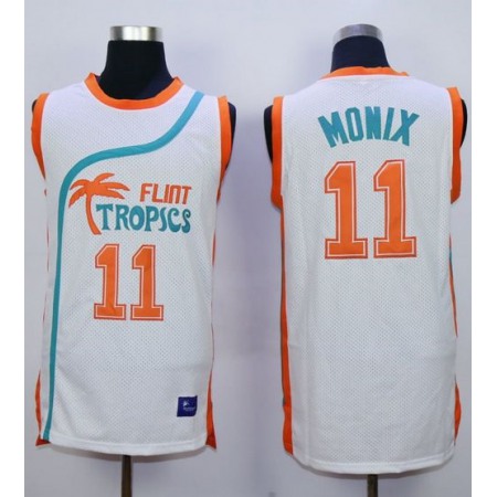 Flint Tropics #11 Ed Monix White Semi-Pro Movie Stitched Basketball Jersey